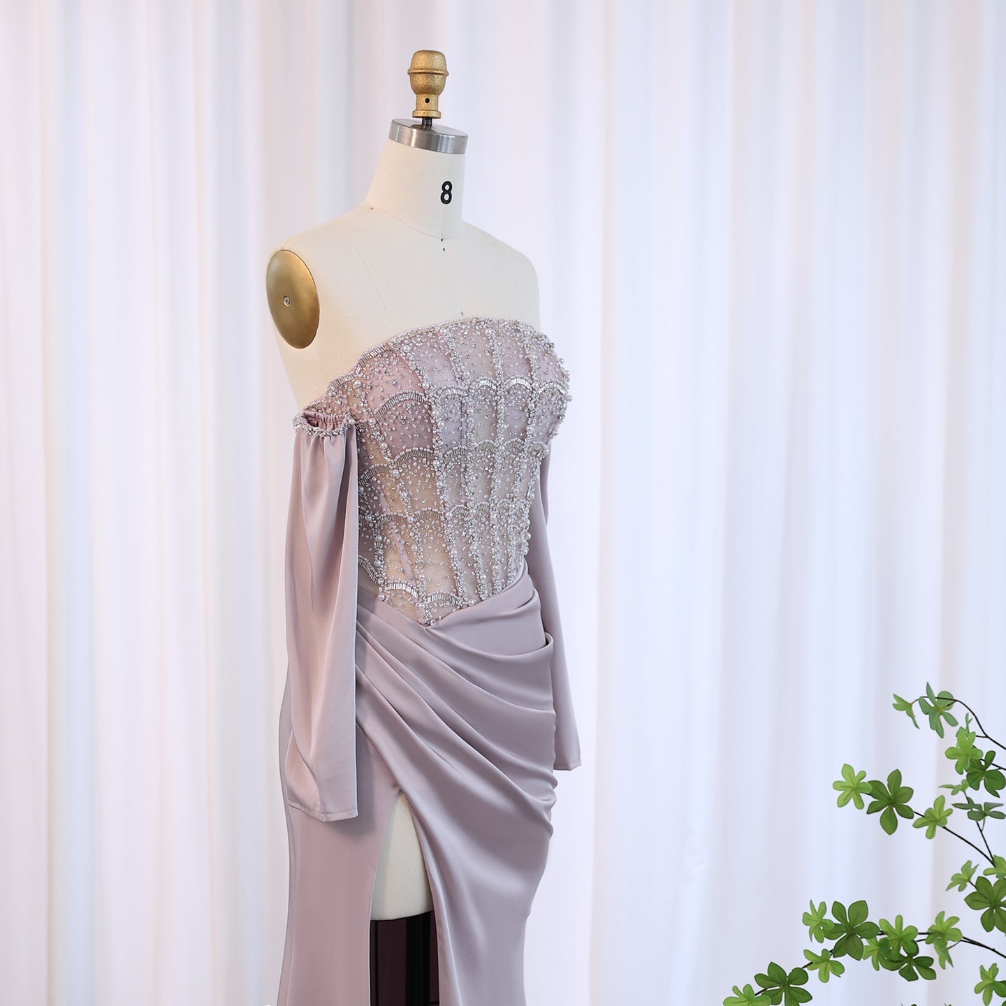 Luxury Mermaid White Evening Dress with High Slit