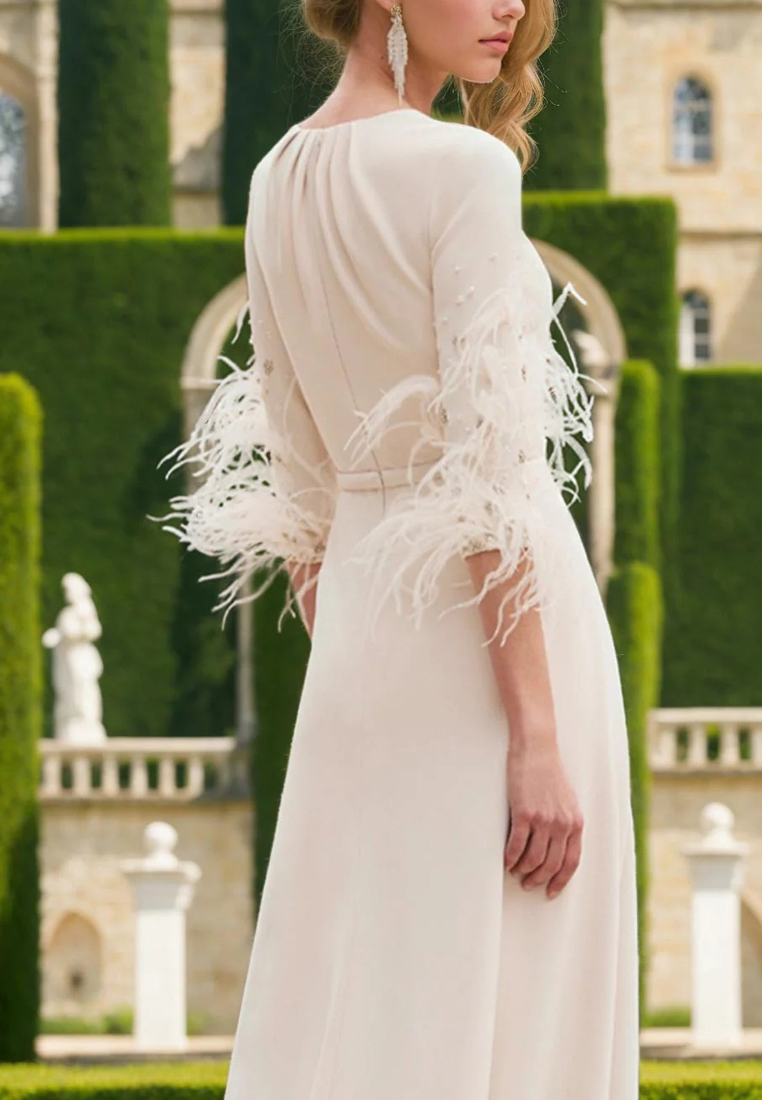 Jumpsuit Formal Wedding Mother of the Bride Elegant Vintage Floor Length Stretch Chiffon Half Sleeve