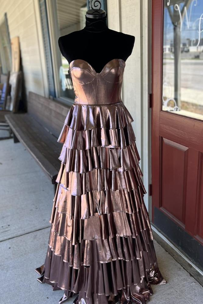 Sweetheart Sleeveless Tiered A-Line Prom Dress