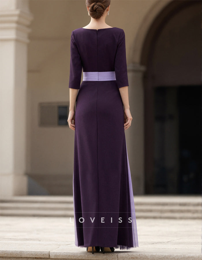 Three-Quarter Sleeve Chiffon Maxi Dress