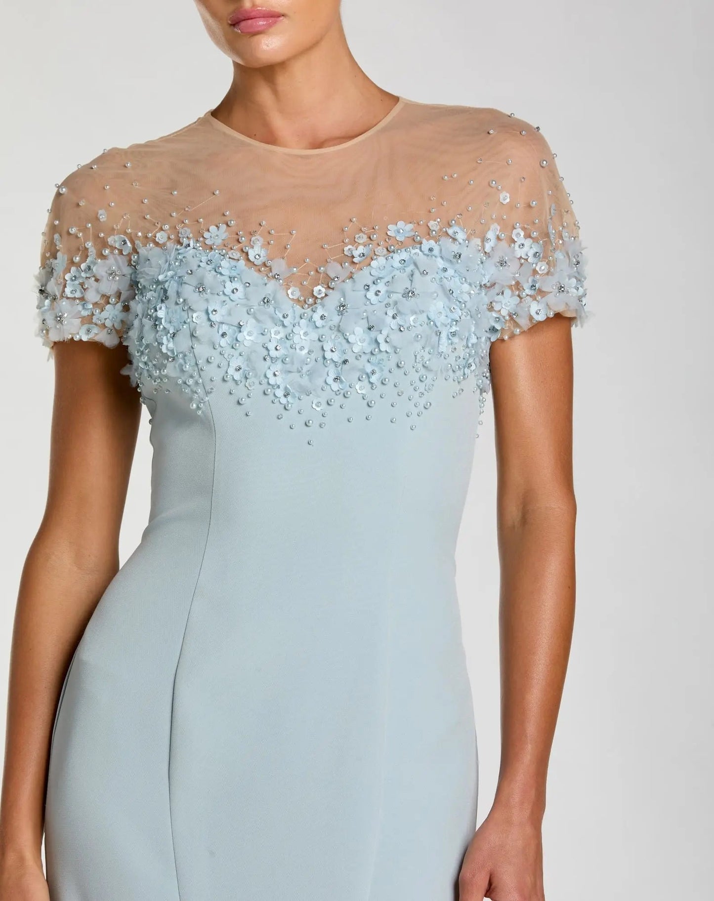 Wedding Guest Dress Mermaid Gown With Beaded Illusion Neck
