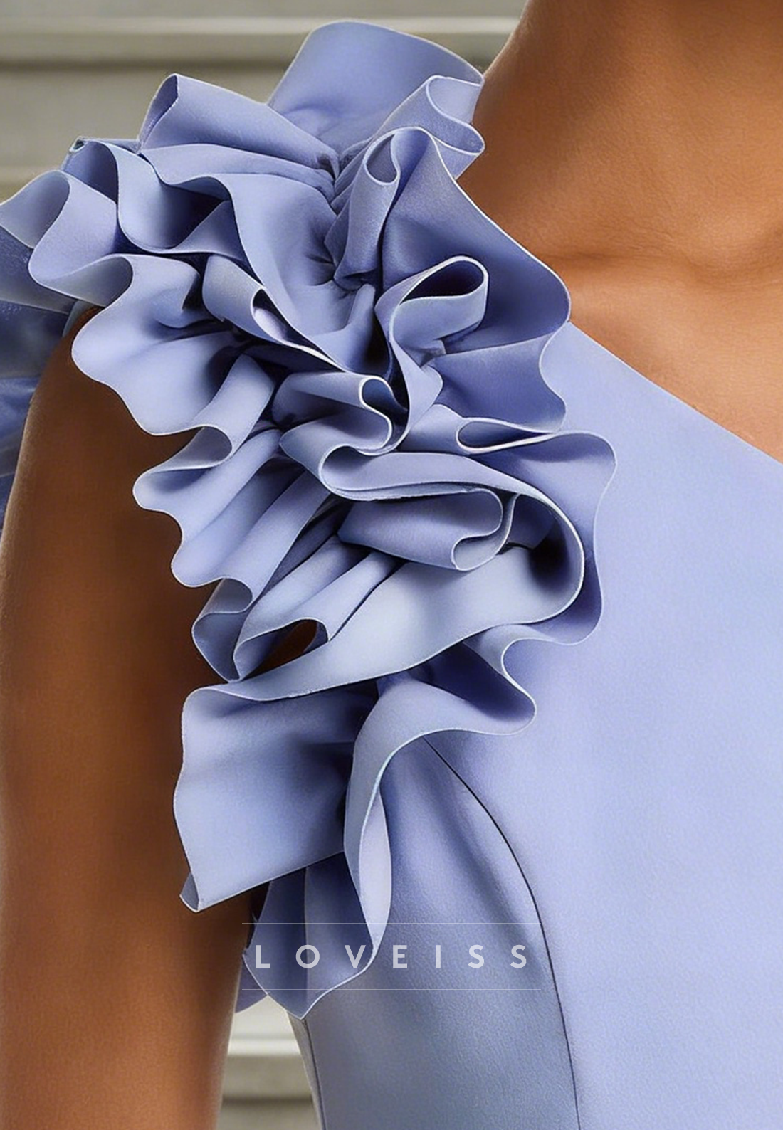 Mother of Bride Dress One Shoulder Ruffles Sleeveless Sheath Formal Dress