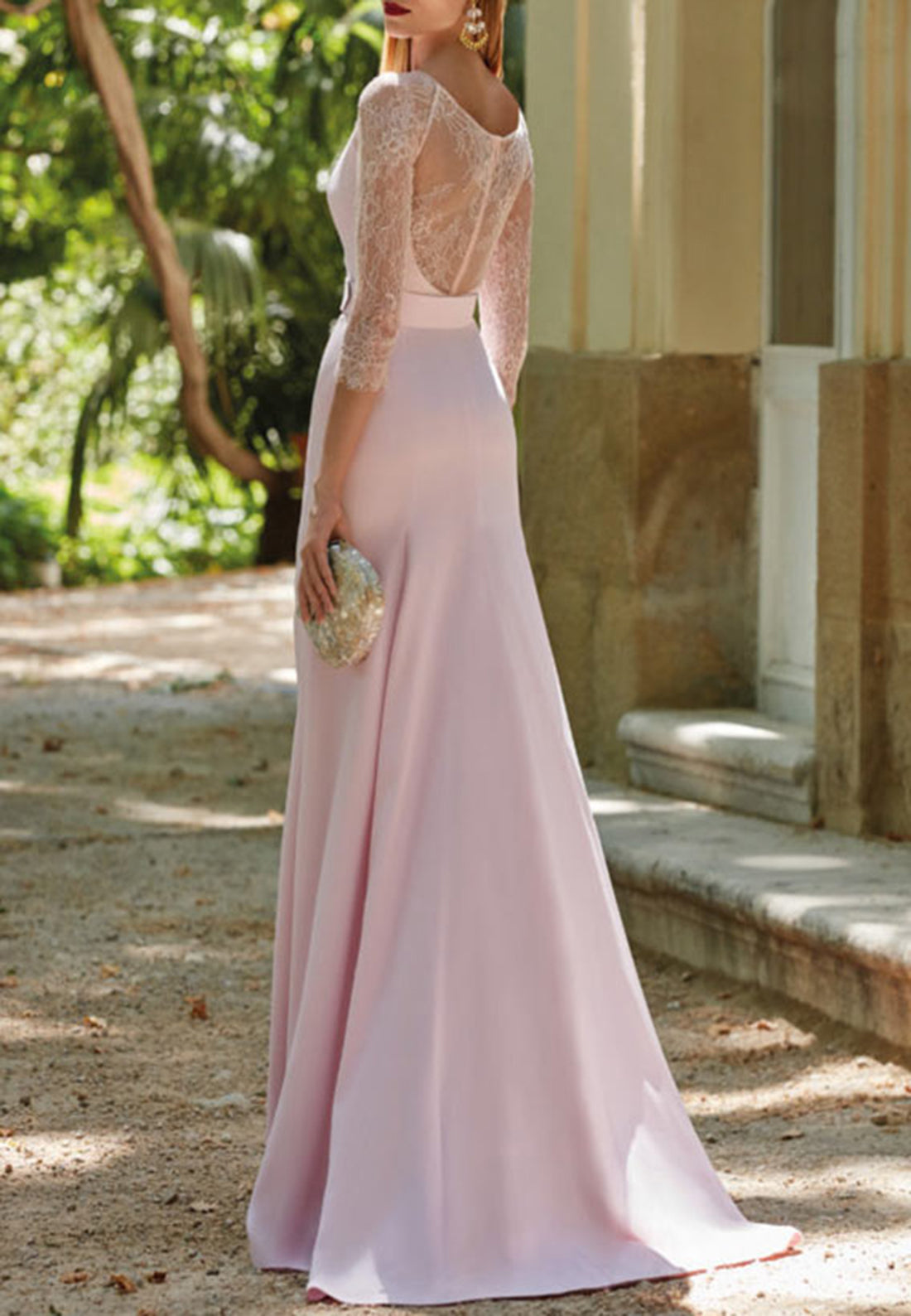 Sheath Bateau Lace 3/4 Sleeves Elegant Mother of the Bride Dress Long Formal Dress for Wedding