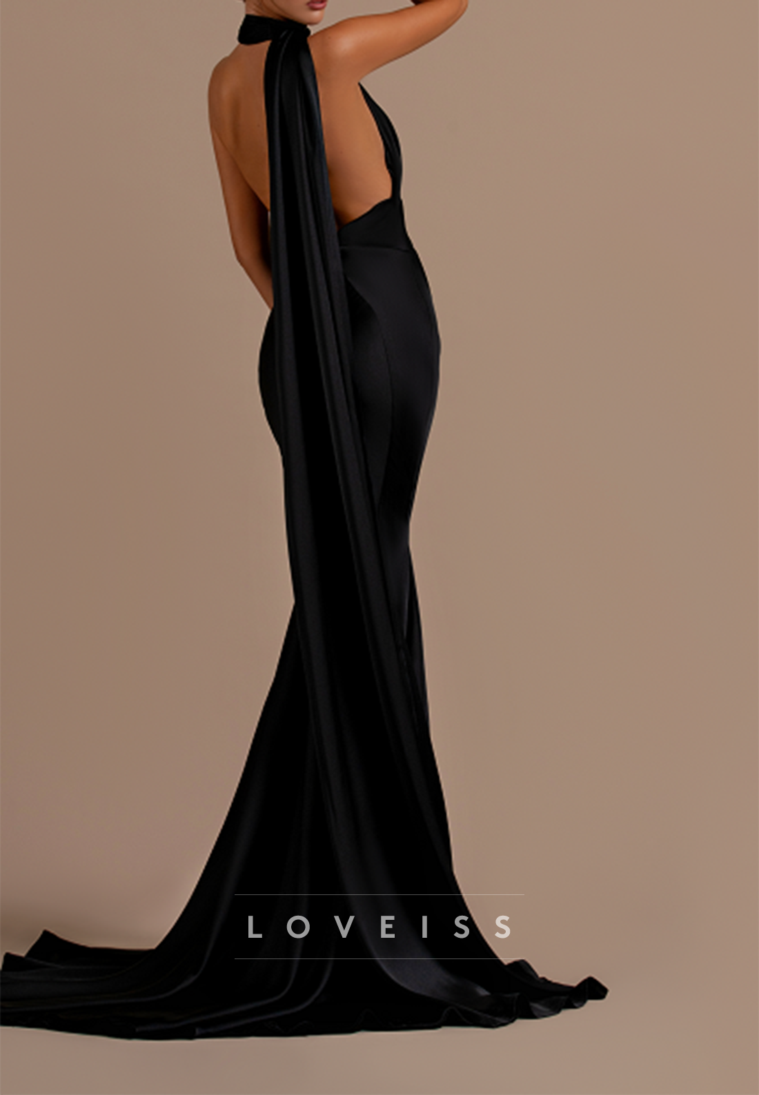 Halter Sleeveless Sleek Fitted Mermaid Long Prom Dress