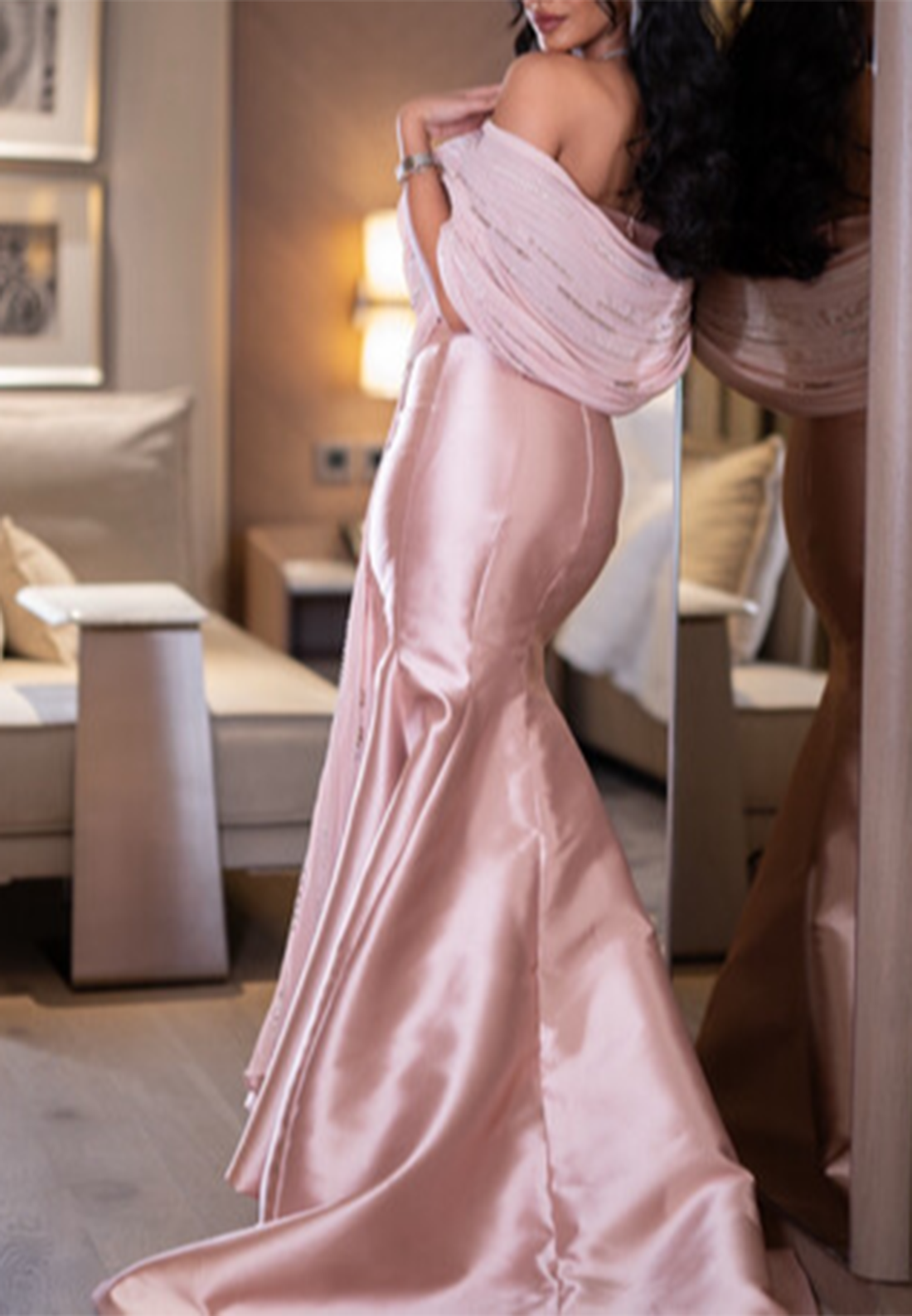 Straight Across Sleeveless Sleek Mermaid Evening Dress