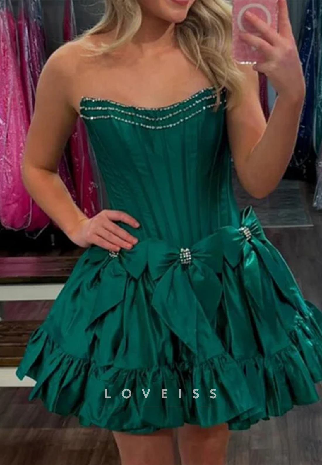 Off-Shoulder Pleated A-Line Short Homecoming Dress