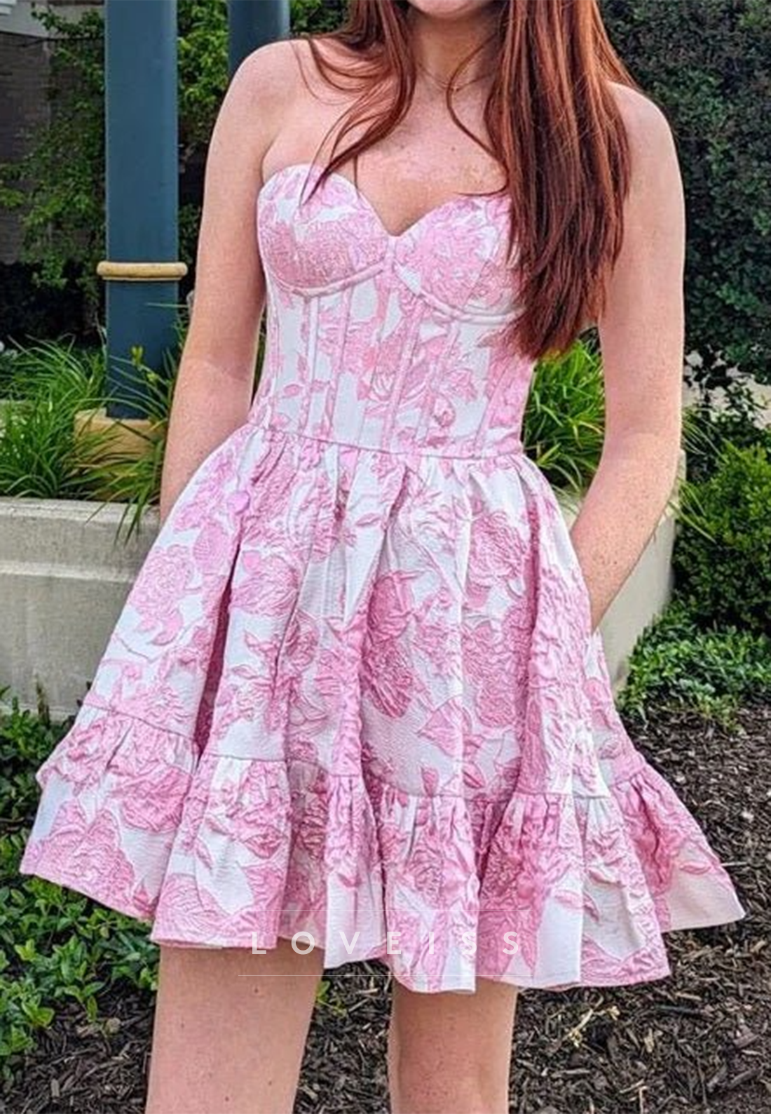 Sweetheart Floral Printed A-Line Short Party Homecoming Dress