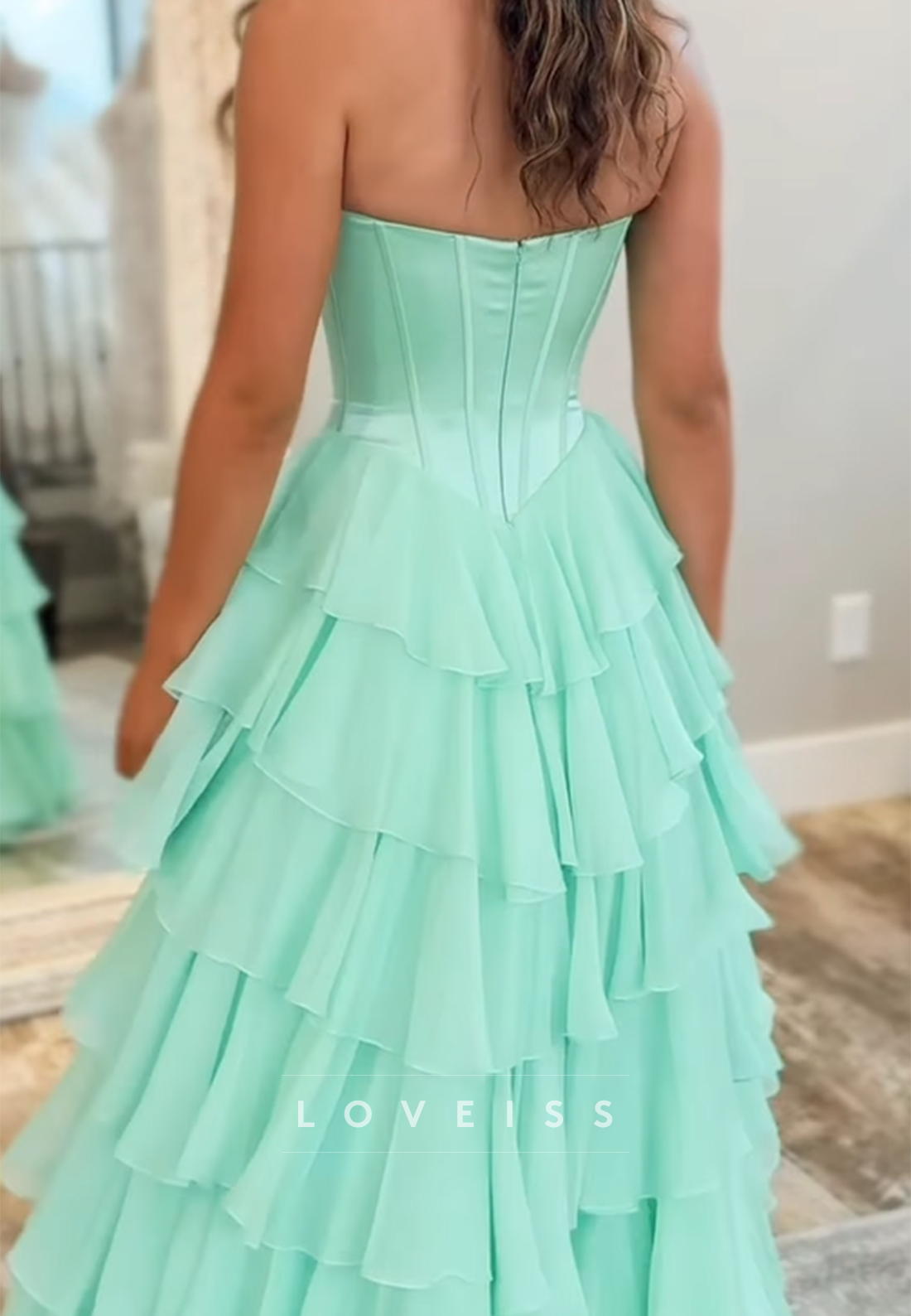 Sweetheart Beaded Chiffon Tiered A-Line Prom Dress
