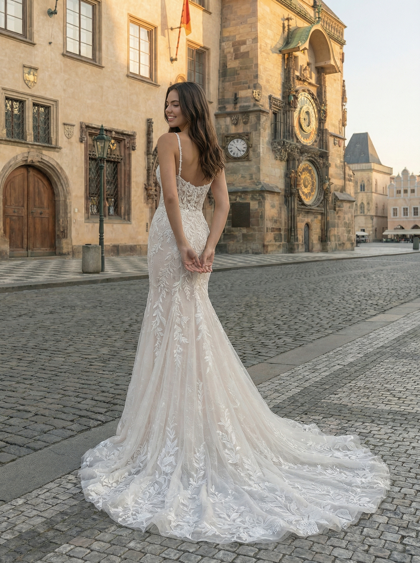 Sweetheart Straps Appliques Lace Mermaid Wedding Dress