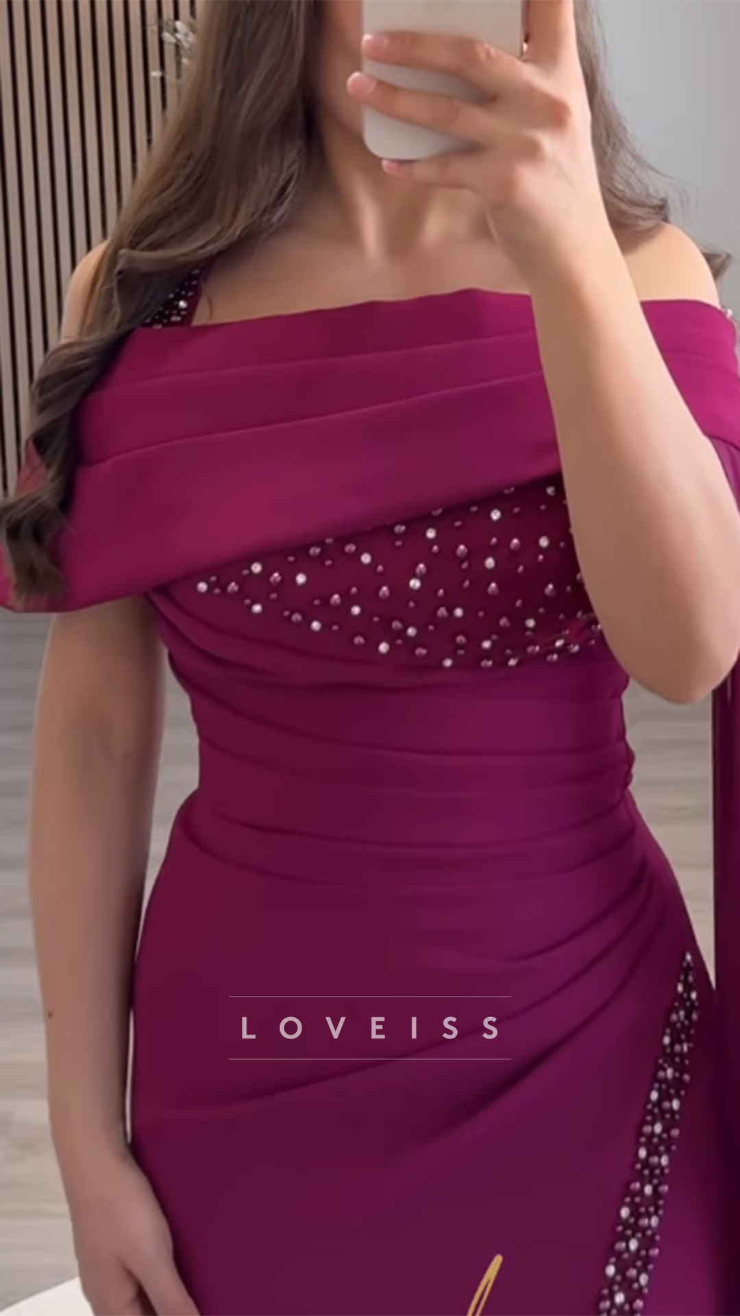 Off-Shoulder Beaded Mermaid Evening Dress