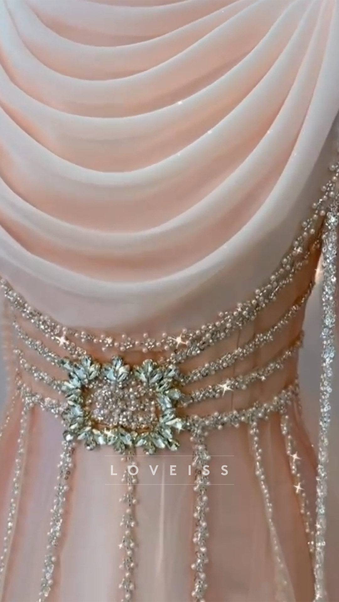 High Neck Long Sleeves Beaded A-Line Evening Dress