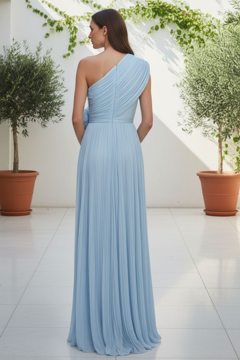 Scoop Sleeveless Pleated A-Line Wedding Guest Dress