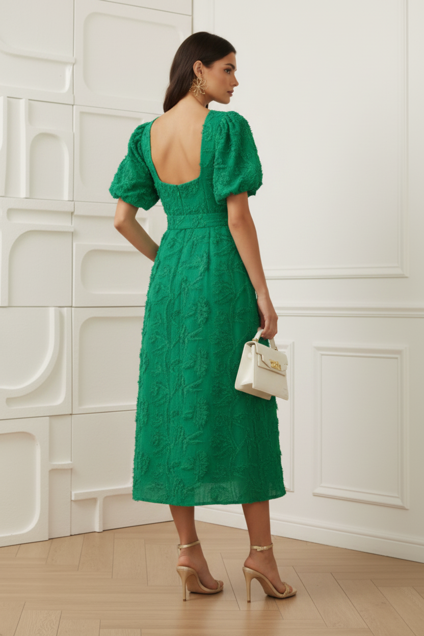 Square Short Sleeves A-Line Cocktail Dress
