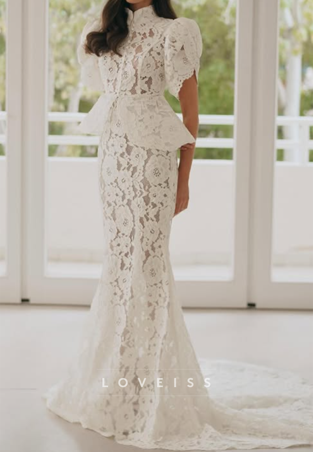 Two Pieces Appliques Lace Mermaid Wedding Dress