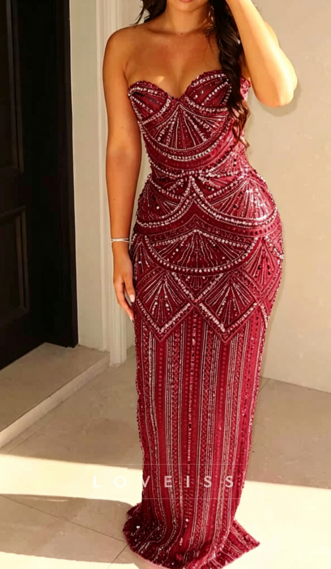Sweetheart Straps Beaded Embroidery Mermaid Prom Dress