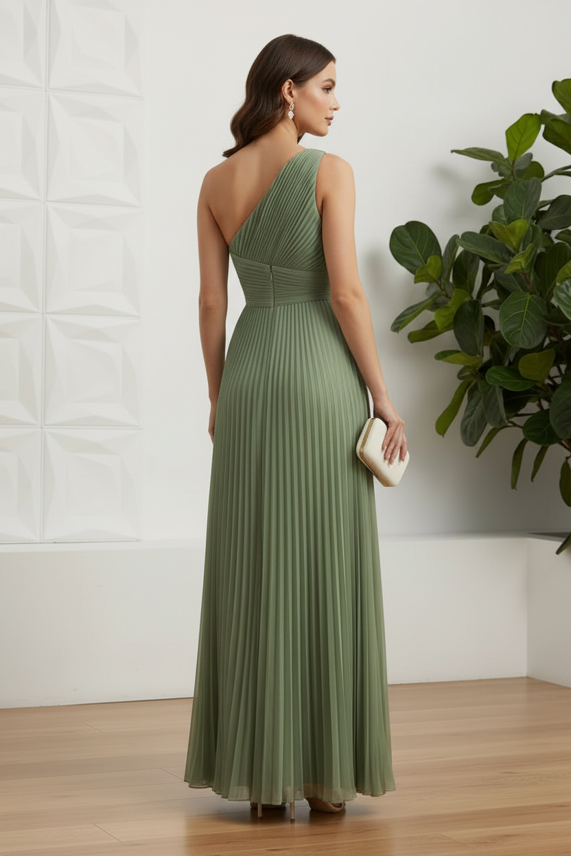 One-Shoulder Sleeveless Floor-Length Chiffon Mother Of The Bride Dresses