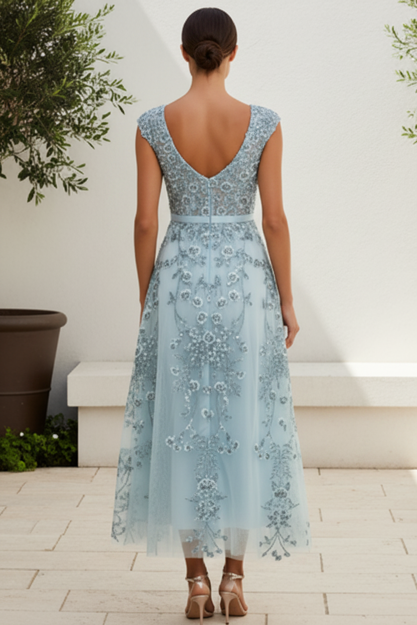 Wedding Guest Dress Floral Embroidered Sweetheart Midi Dress
