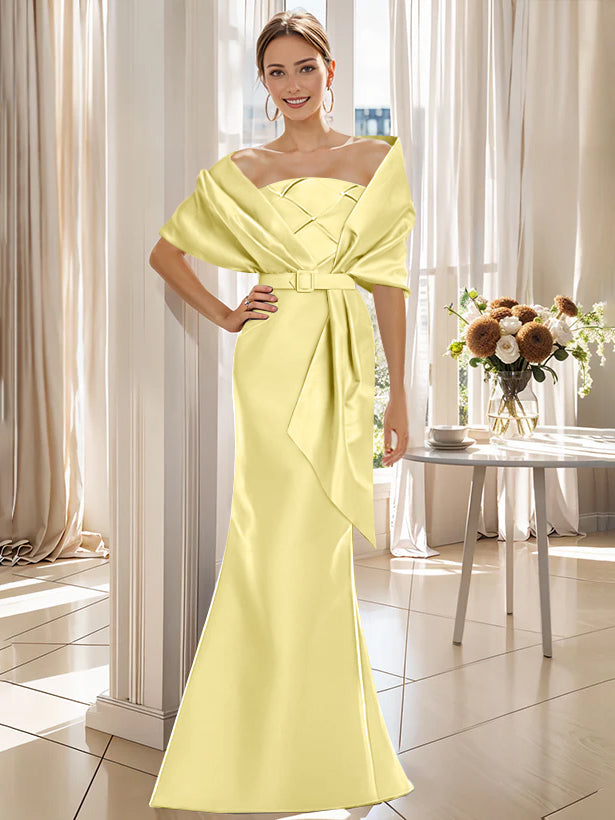 Trumpet 2 Pieces Floor-Length Mother of the Bride & Groom Dresses with Wrap