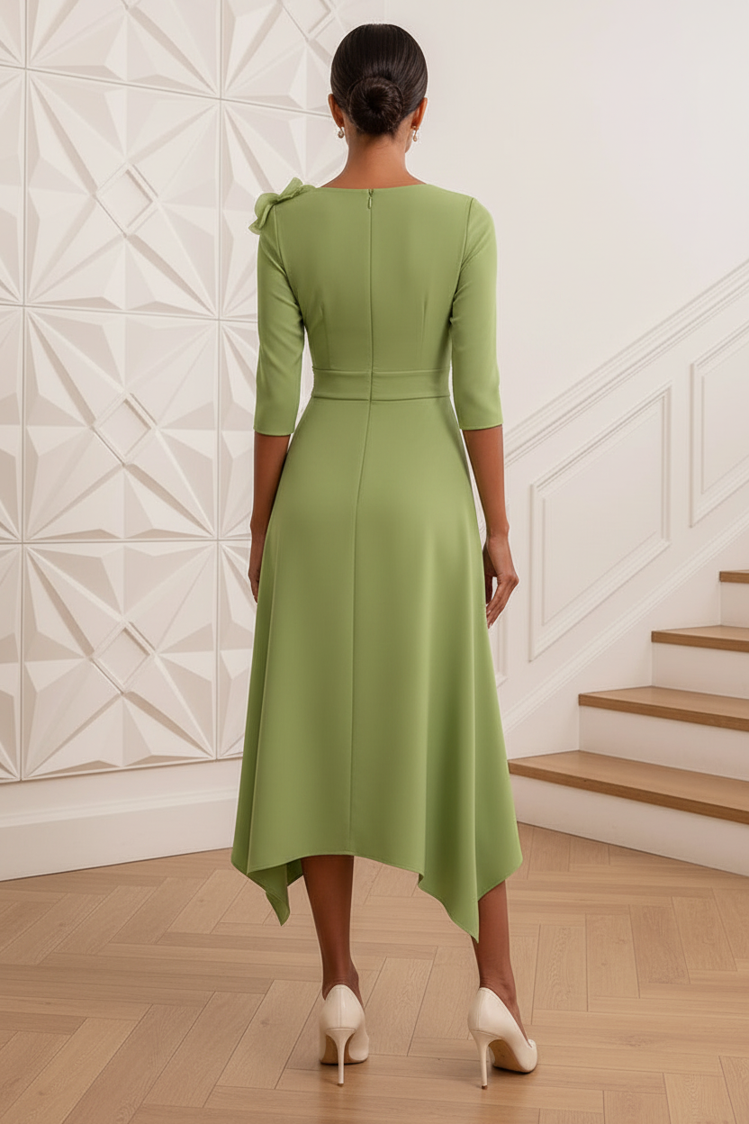 V-Neck Long Sleeves A-Line Mother of Bride Dress