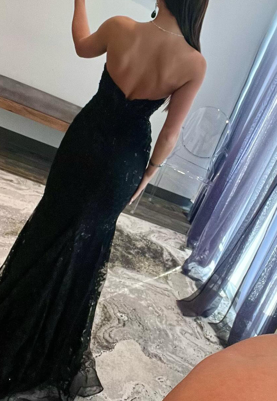 Sweetheart Sleeveless Appliques Illusion Mermaid Prom Dress