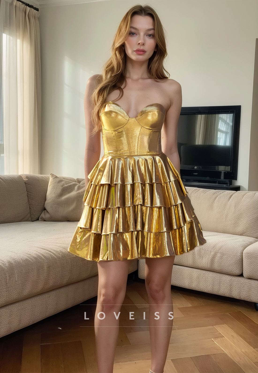 Sweetheart Sleeveless Tiered A-Line Short Homecoming Dress