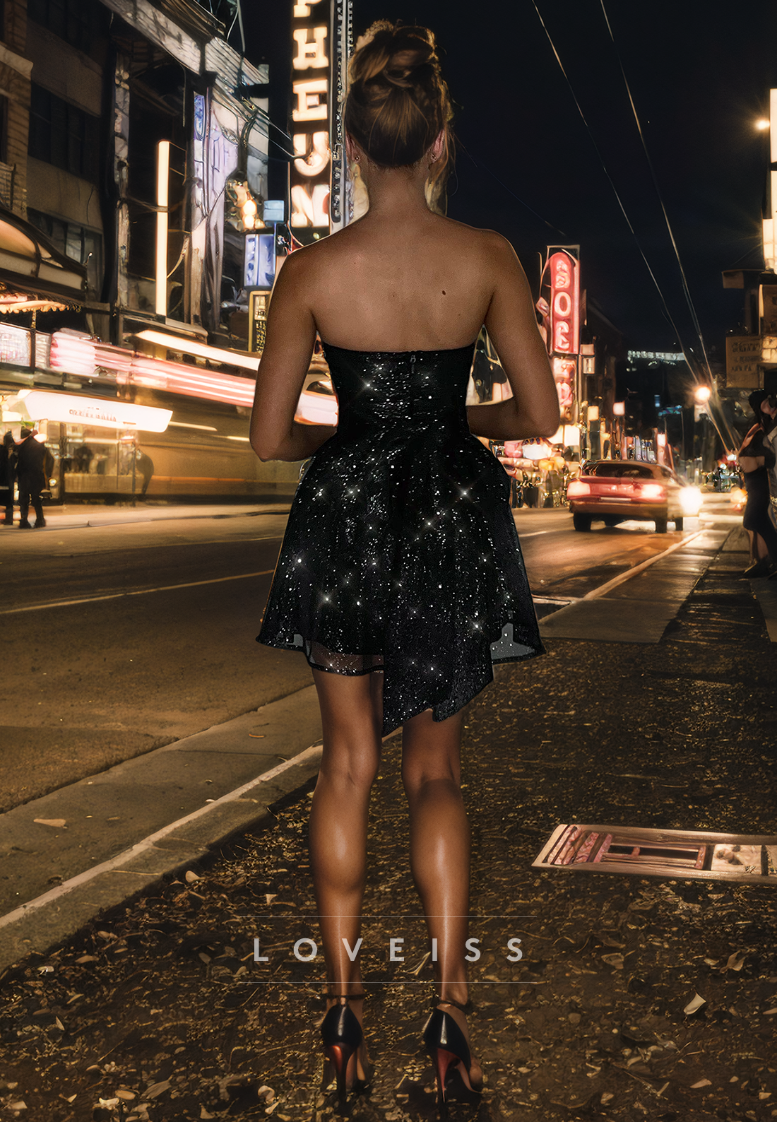 Straight Across Sleeveless Pleated A-Line Sparkly Short Homecoming Dress