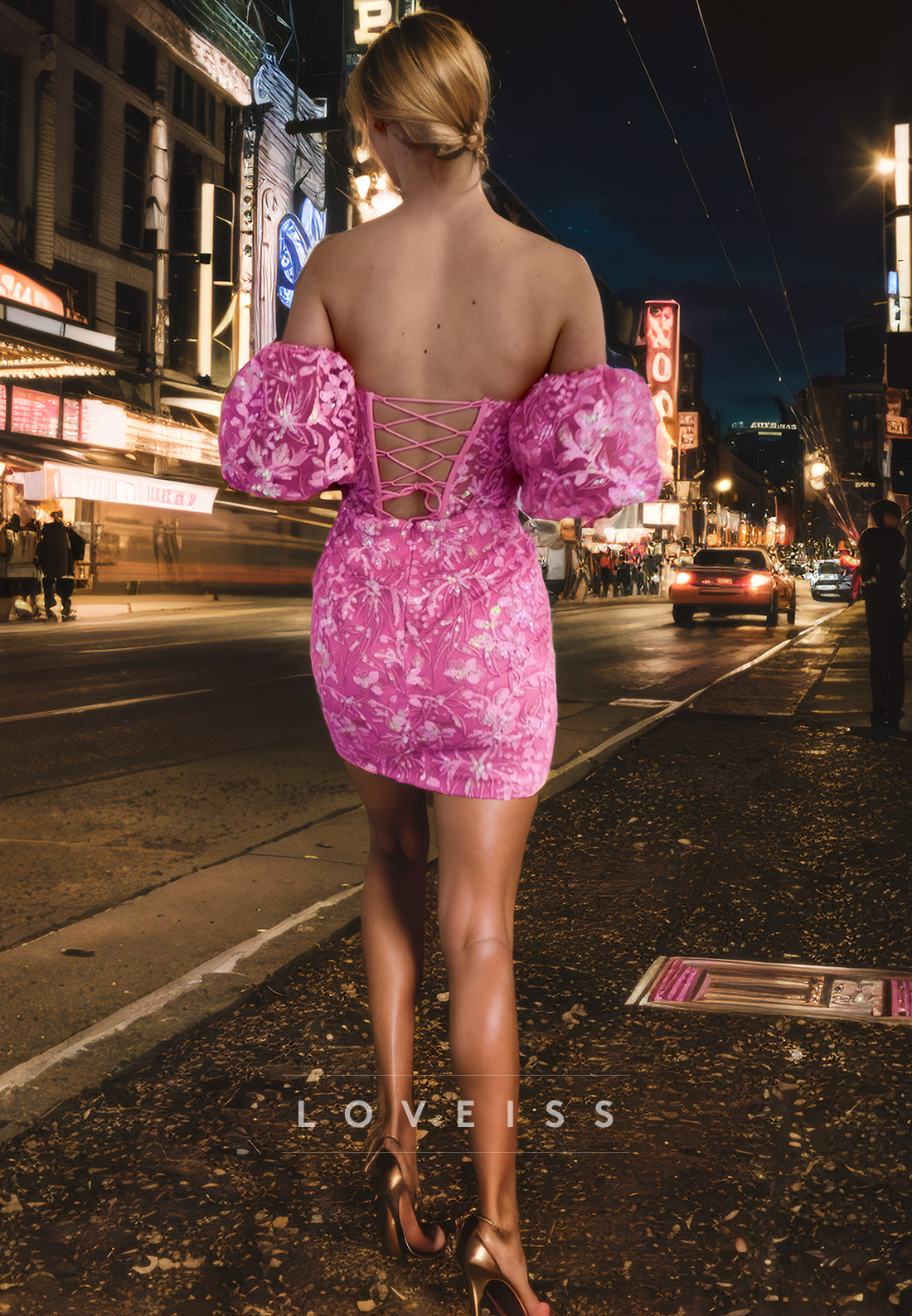 Strapless Off Shoulder Backless Sequins Tulle Fitted Party Homecoming Dress