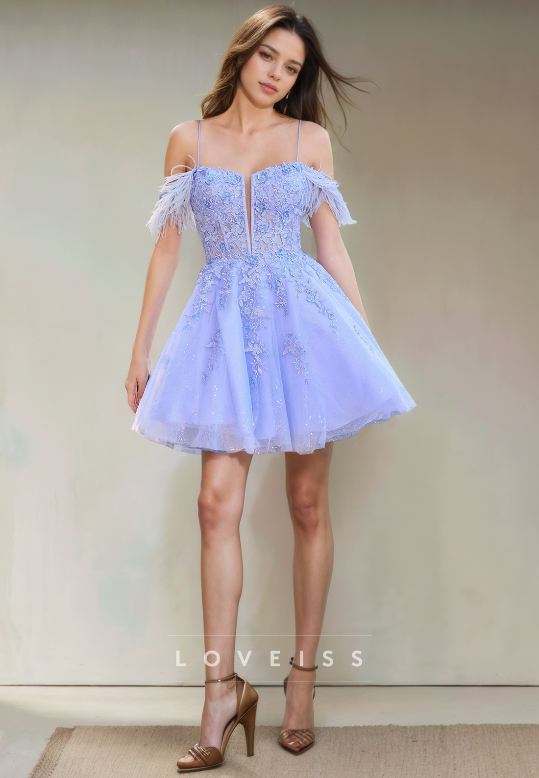 A Line V Neck Lace Appliques Cute Homecoming Dress Short Graduation Dress