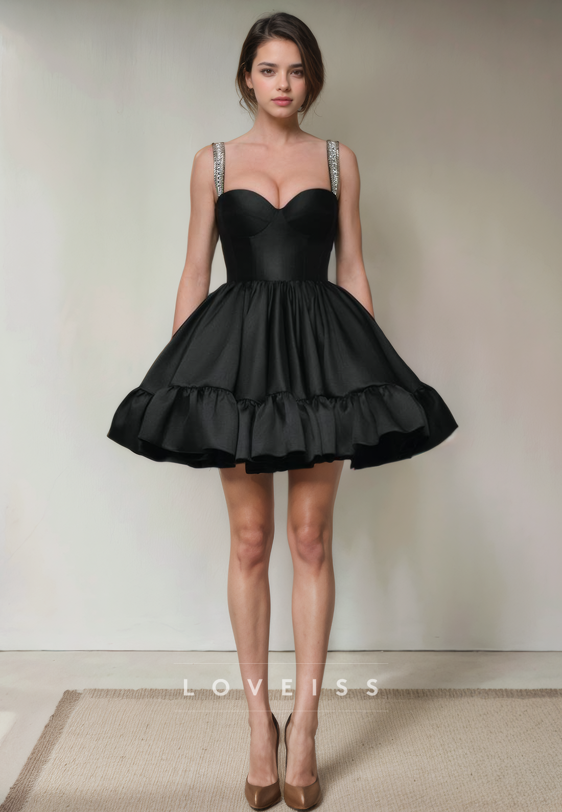 A Line Sweetheart Black Homecoming Dress Short Prom Party Dress