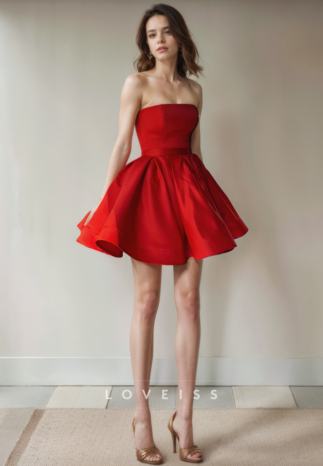 ALine Strapless Satin Simple Homecoming Dress Short Graduation Dress