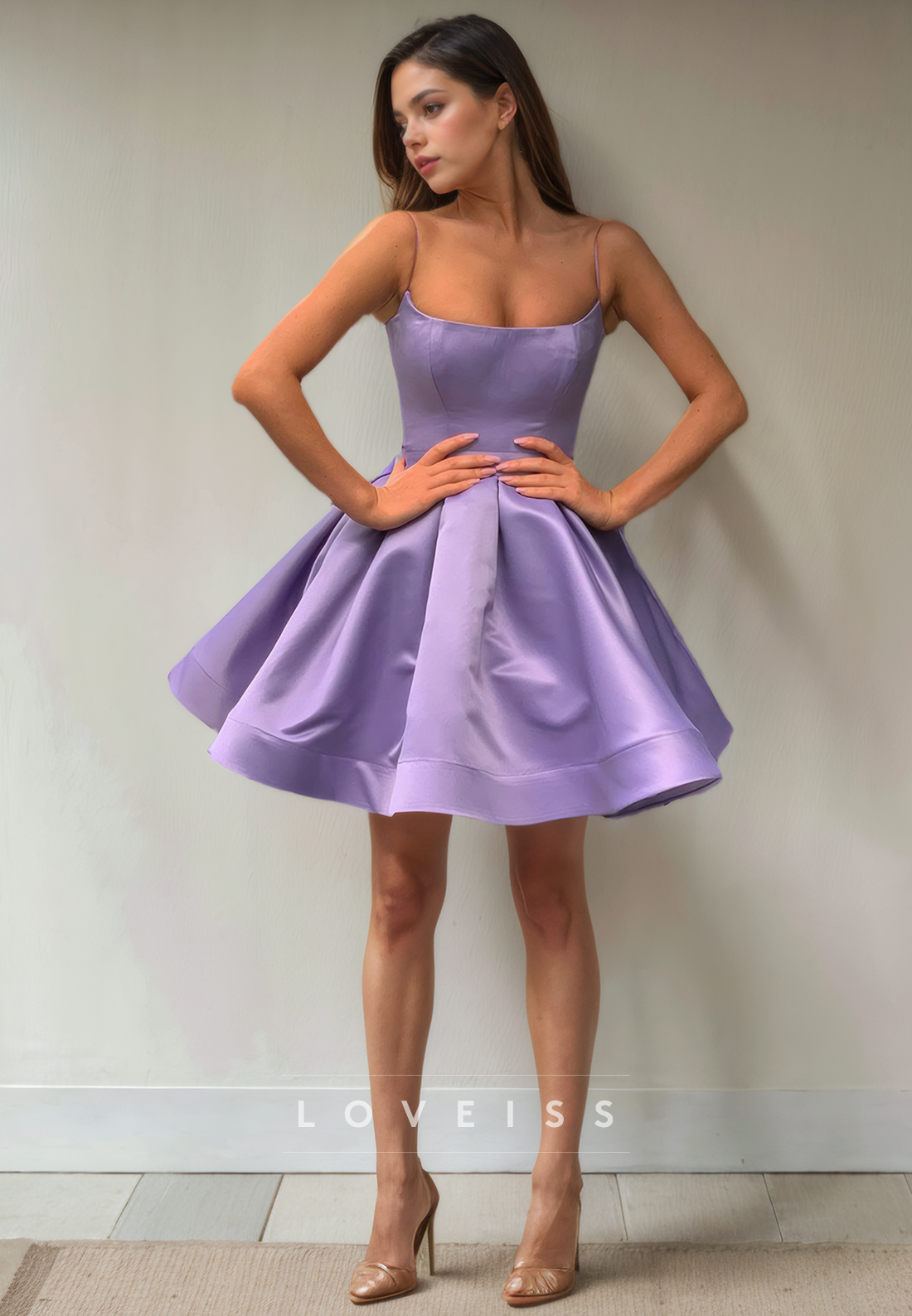 A Line Scoop Satin Cheap Homecoming Dress Short Graduation Dress