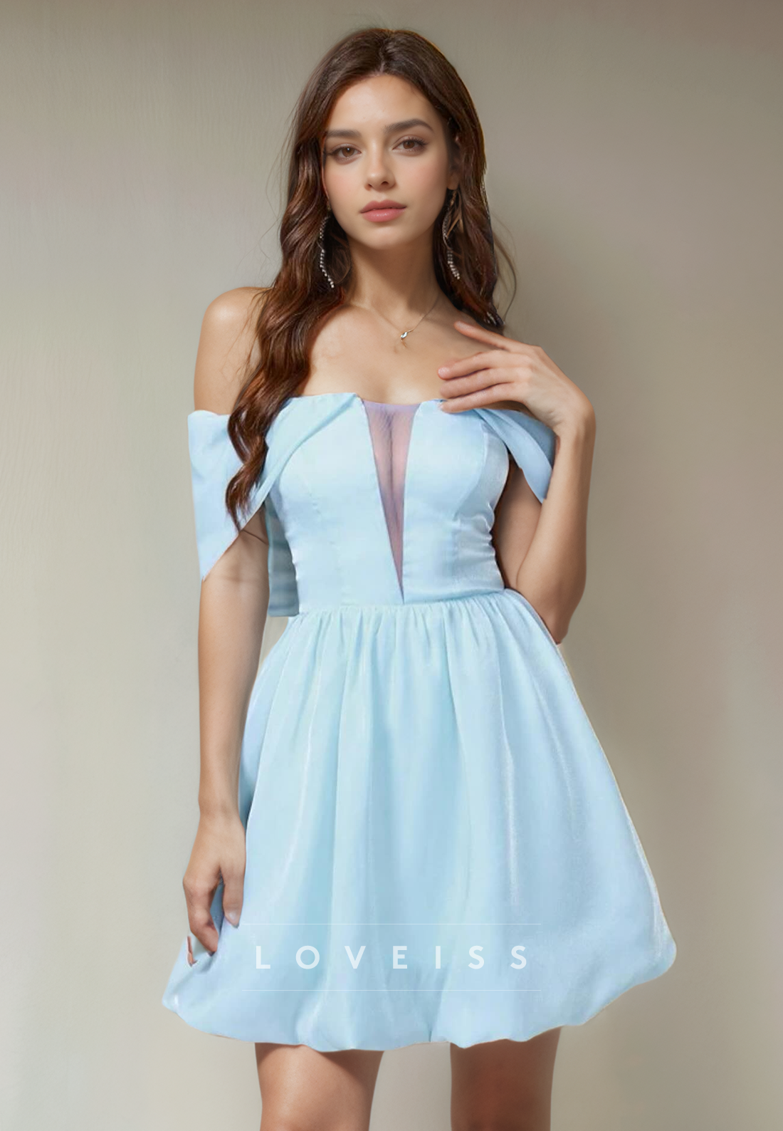 A Line Off Shoulder Short Homecoming Dress Unique Graduation Dress