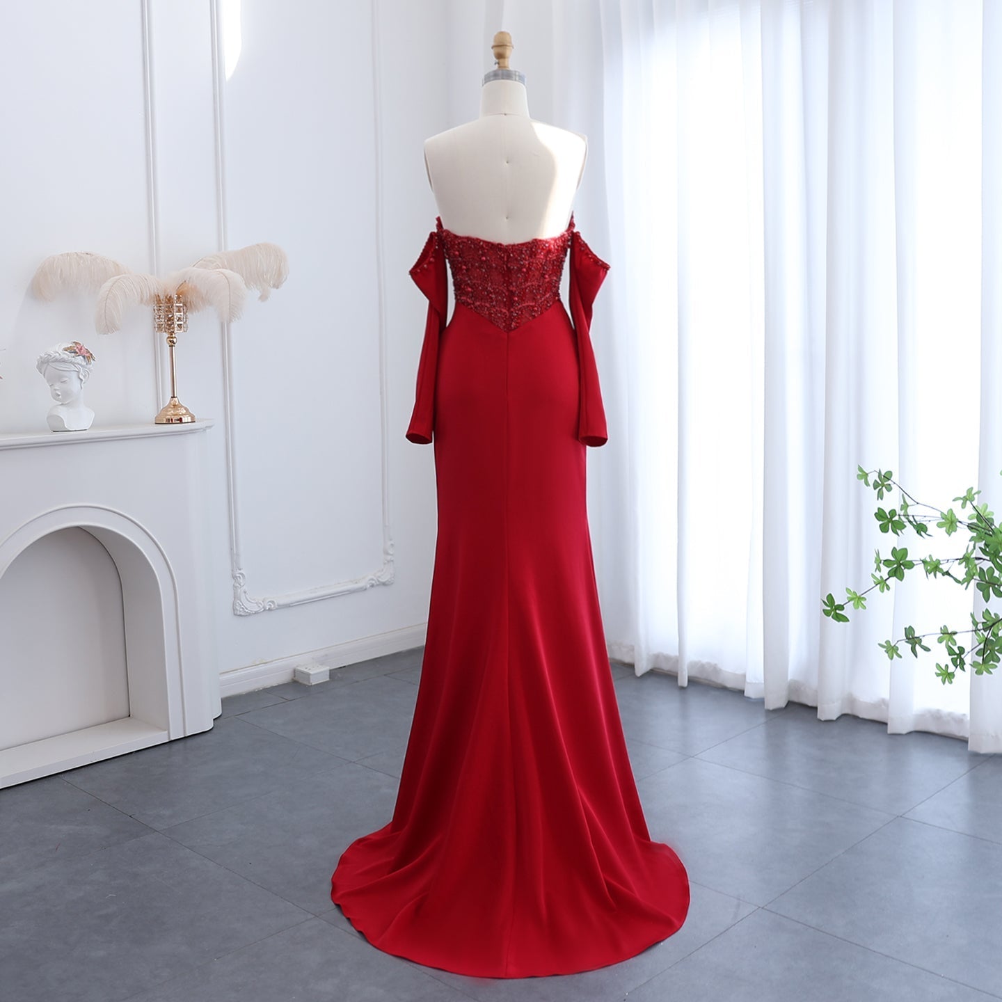 Luxury Mermaid White Evening Dress with High Slit