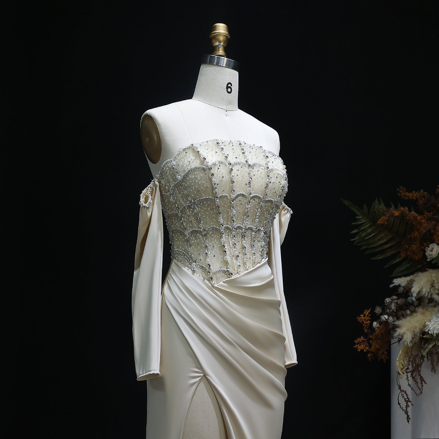Luxury Mermaid White Evening Dress with High Slit