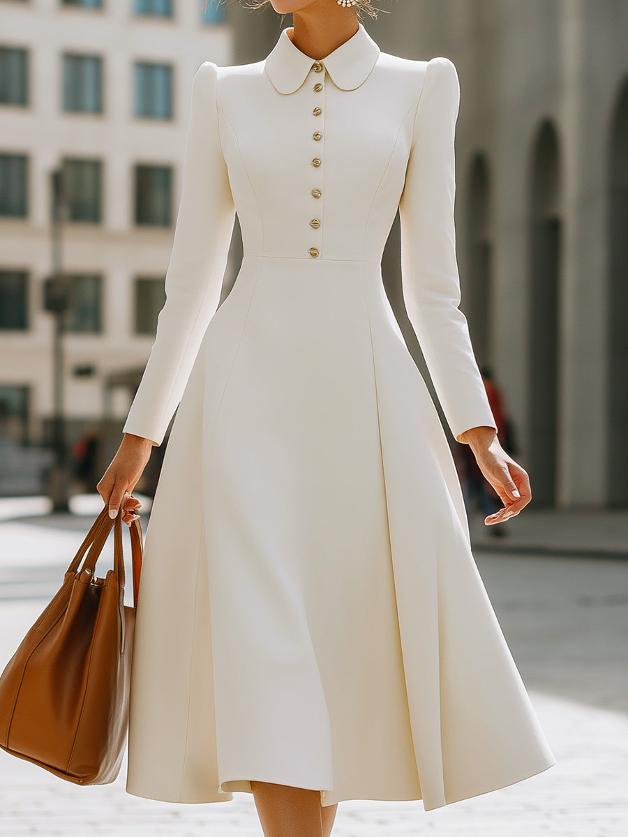 peter pan collar midi dress Kathy Peter Pan Collar V-neck Midi Dress