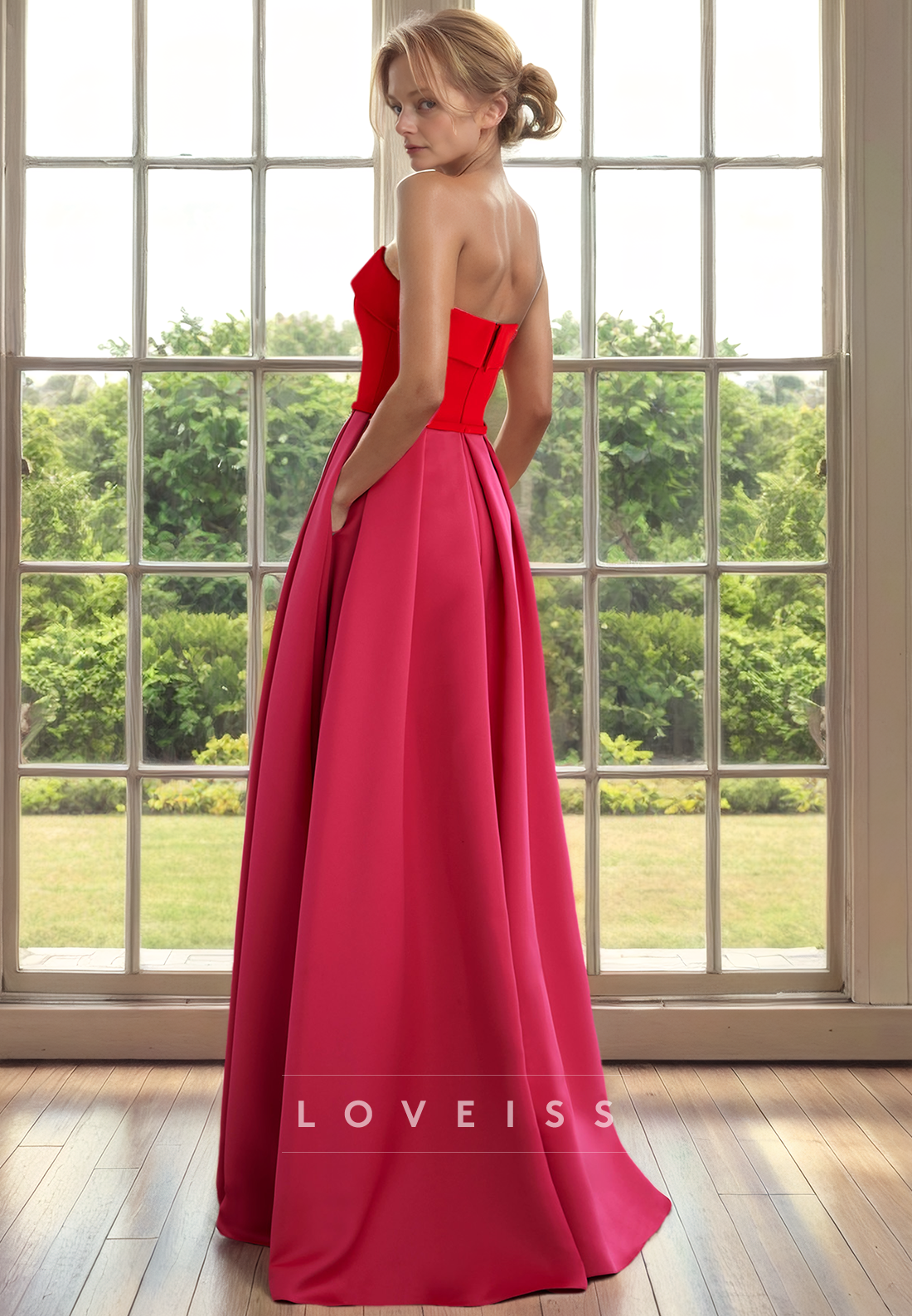 Straight Across Sleeveless Pleated A-Line Mother of Bride Dress