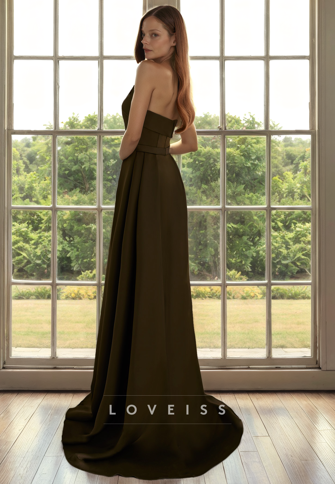 Straight Across Sleeveless Pleated A-Line Mother of Bride Dress