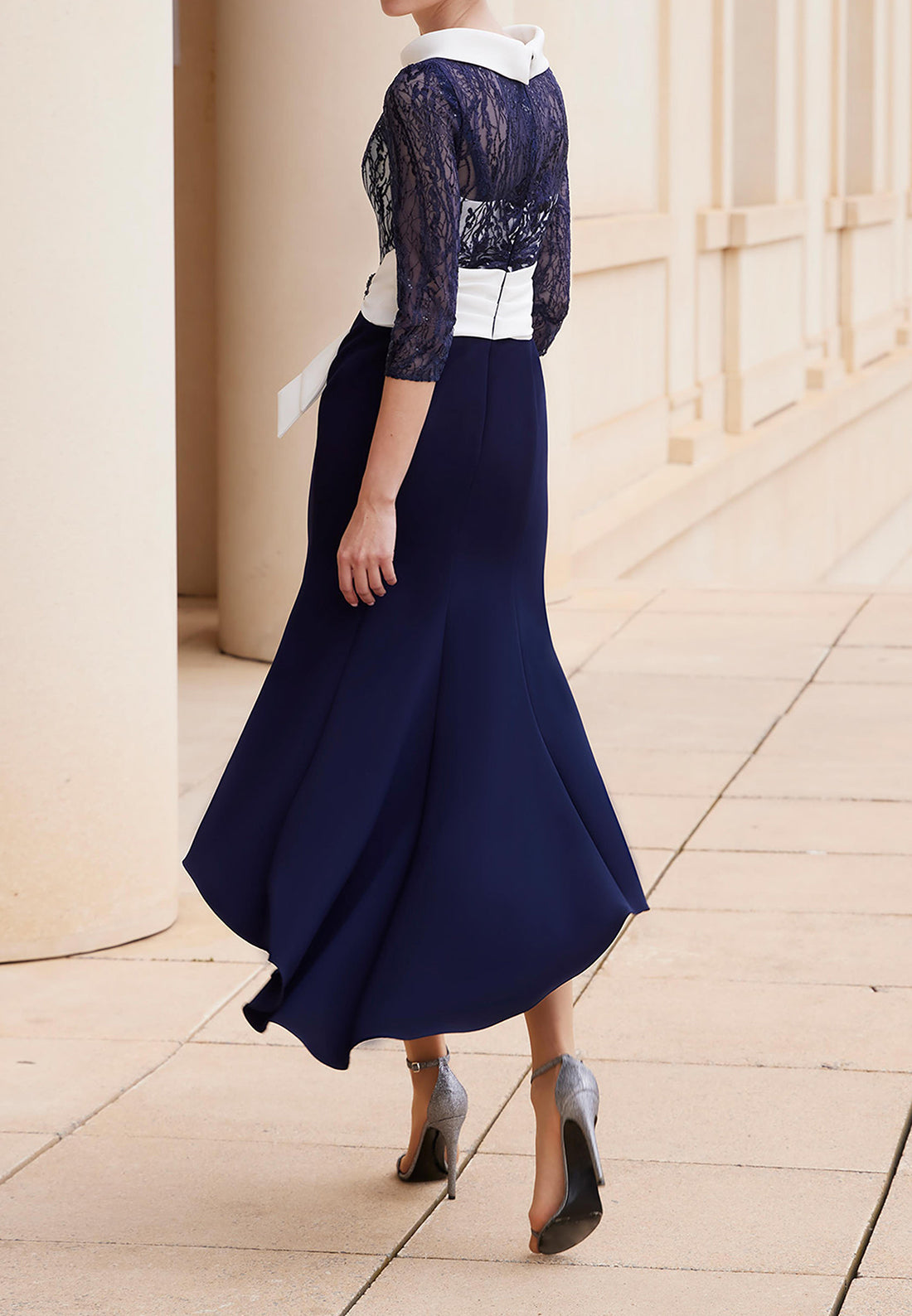 Scoop Long Sleeves Appliques Mermaid Mother of Bride Dress