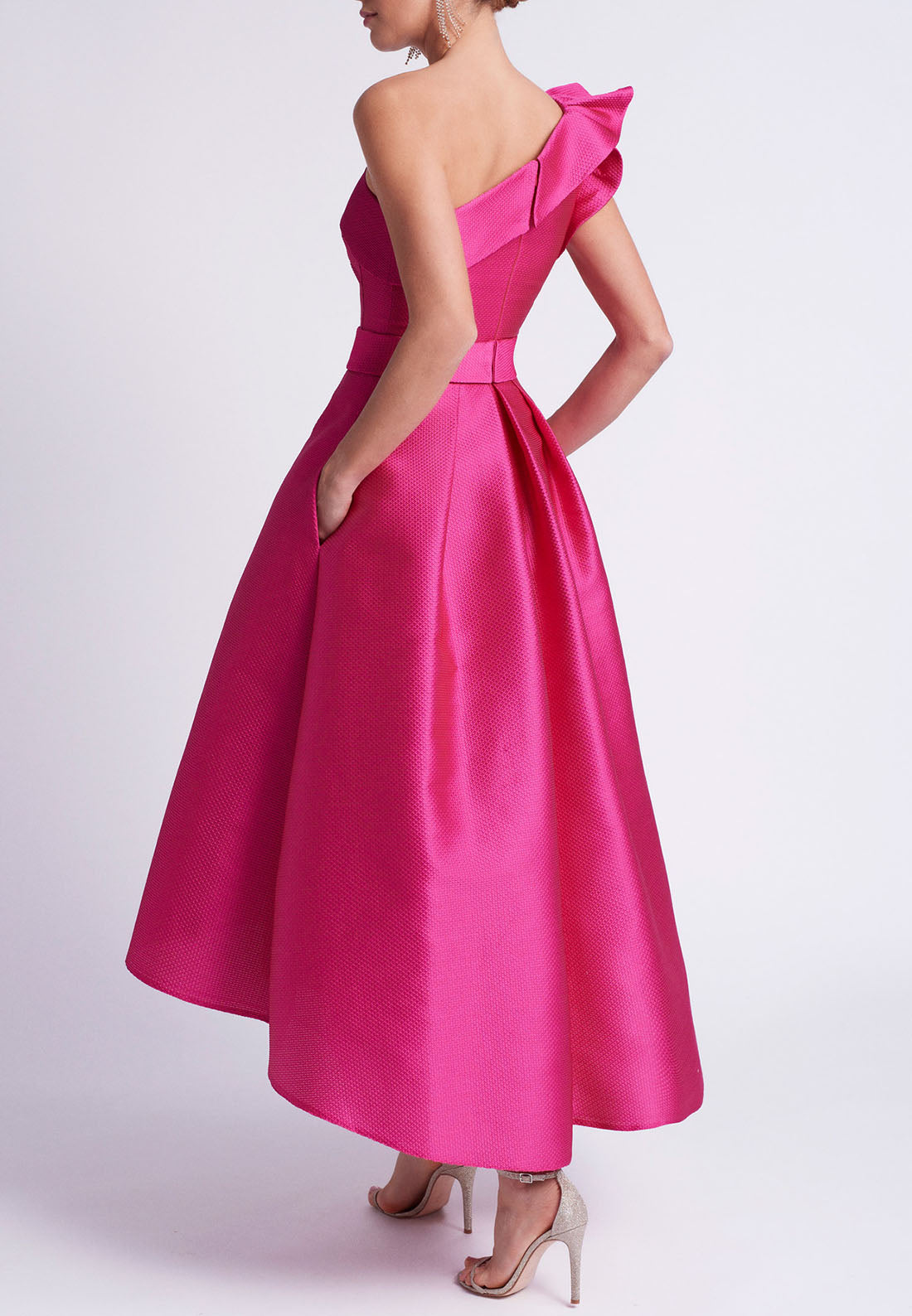 One Shoulder Sleeveless Pleated A-Line Mother of Bride Dress