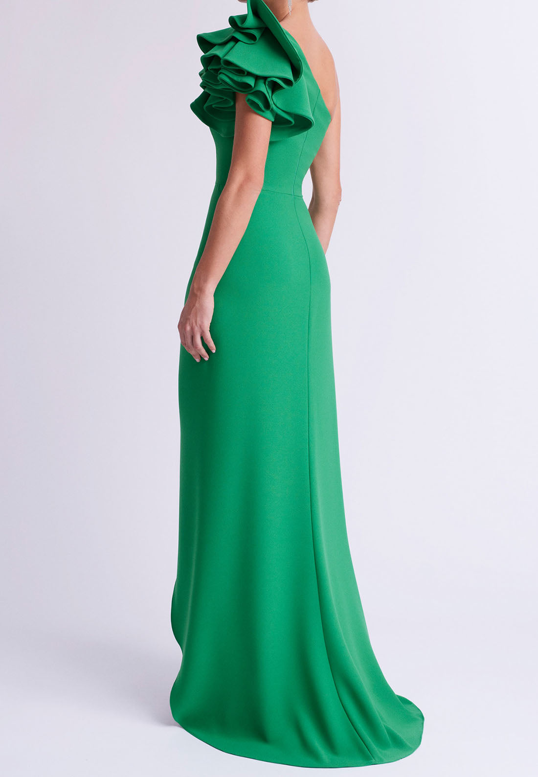 A-Line One Shoulder Sleek Satin Elegant Mother of the Bride Dress with Slit