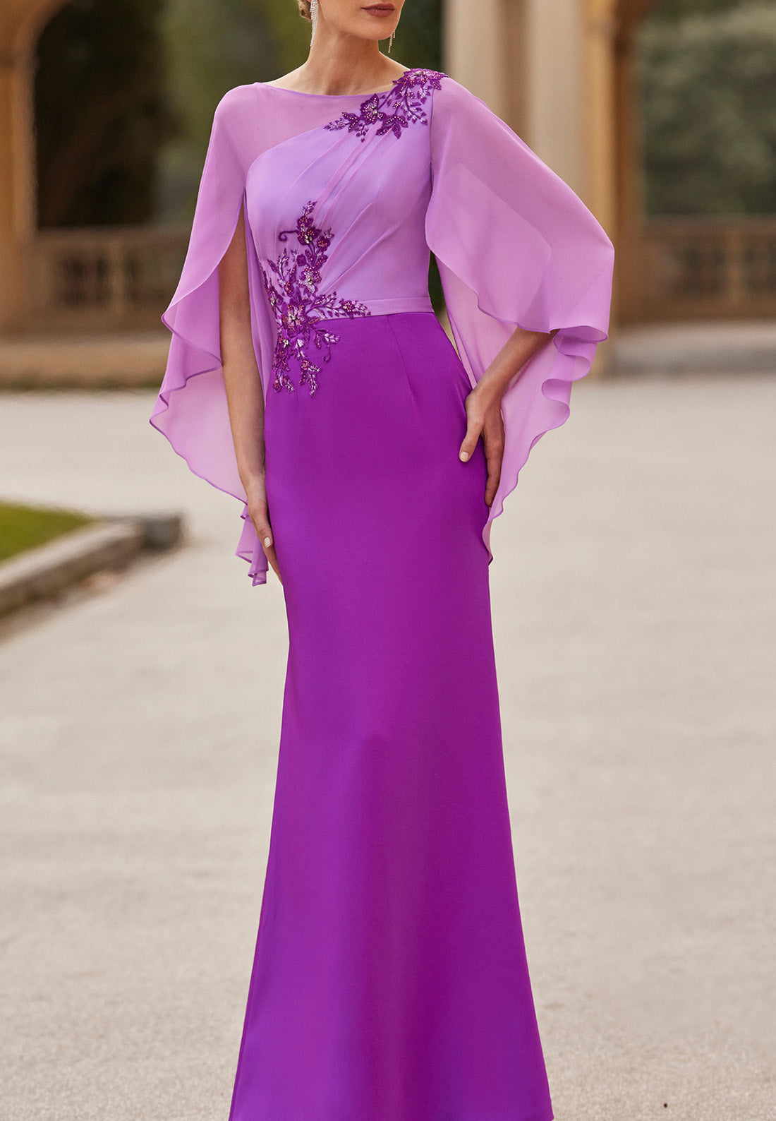 Scoop Long Sleeves Appliques Sheath Mother of Bride Dress Cocktail Dress
