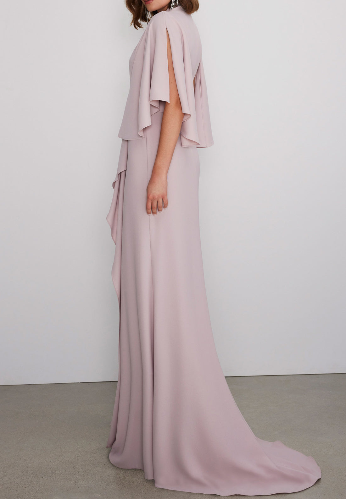 Sheath V Neck Bating Sleeves Pleats Elegant Mother of the Bride Dress Long Cocktail Dress for Wedding