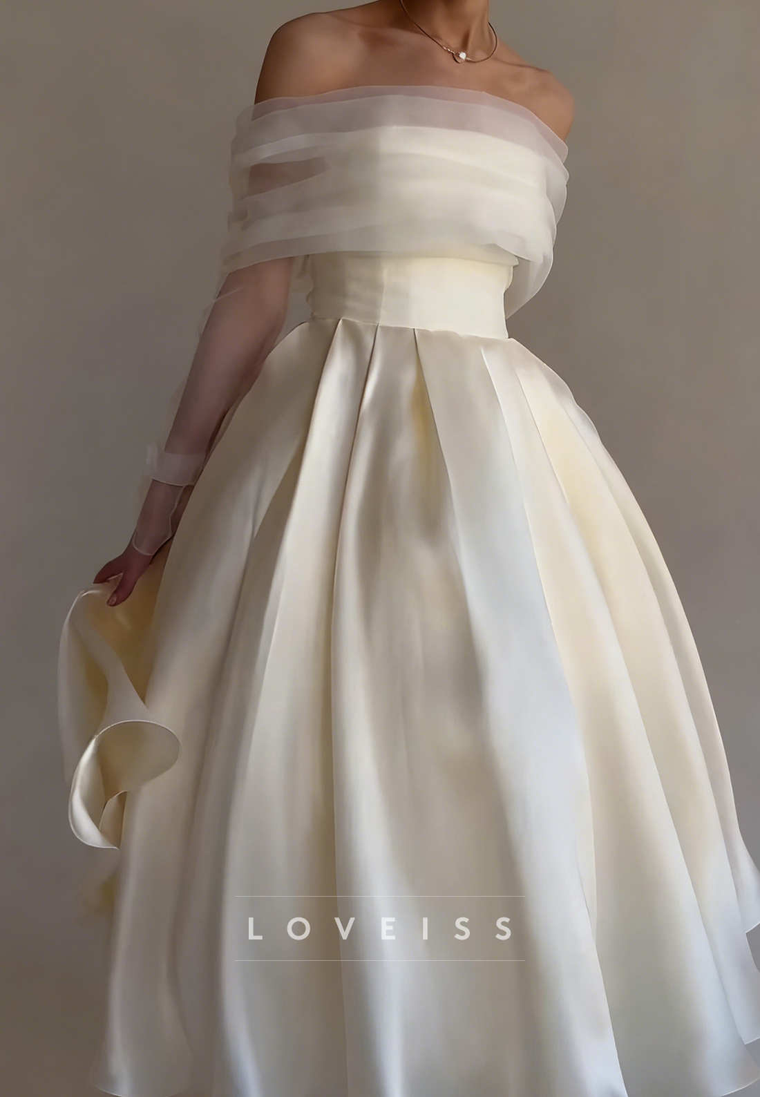 Off-Shoulder Long Sleeves A-Line Evening Dress