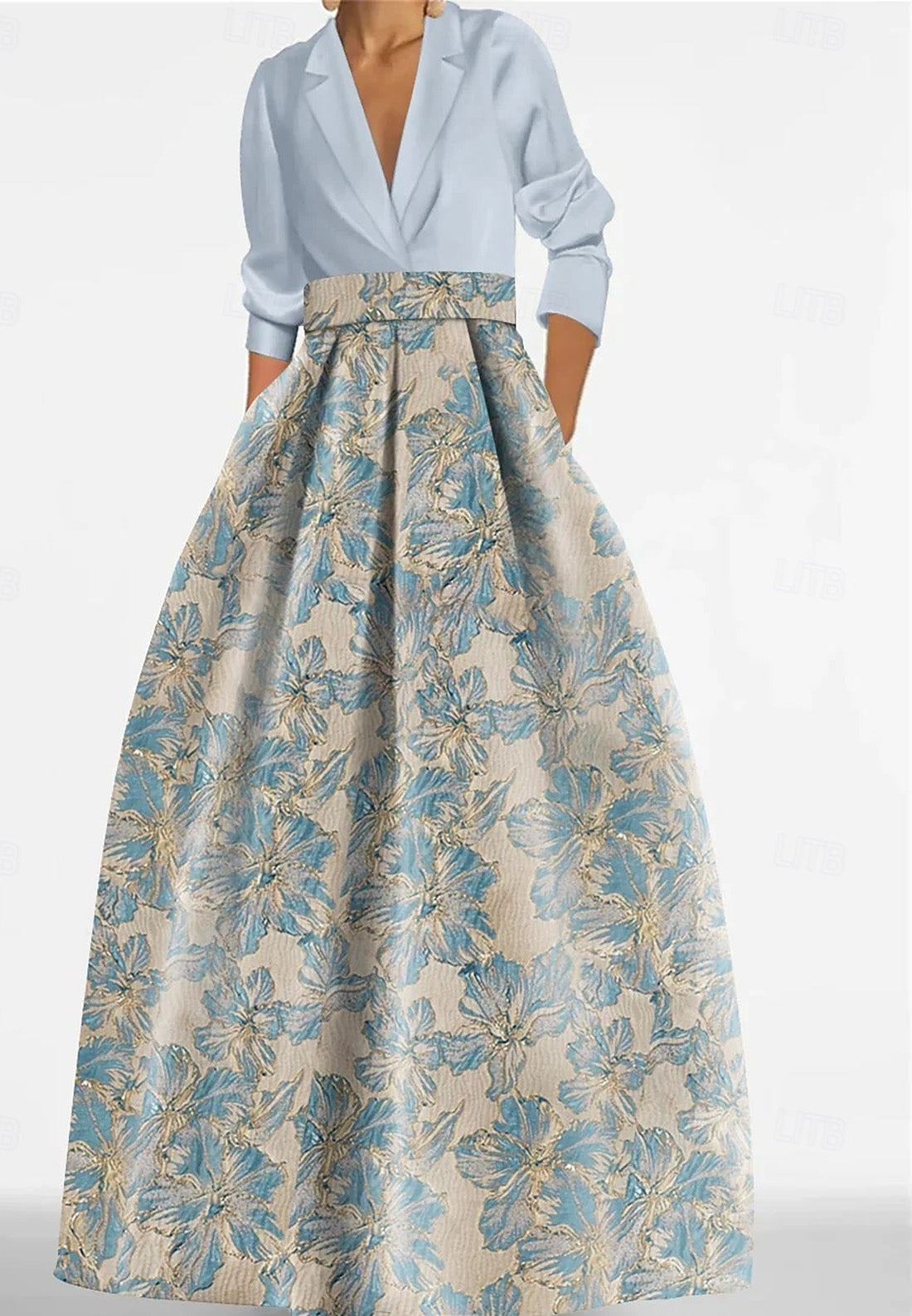 A-Line Evening Gown Elegant Dress Formal Floor Length Long Sleeve