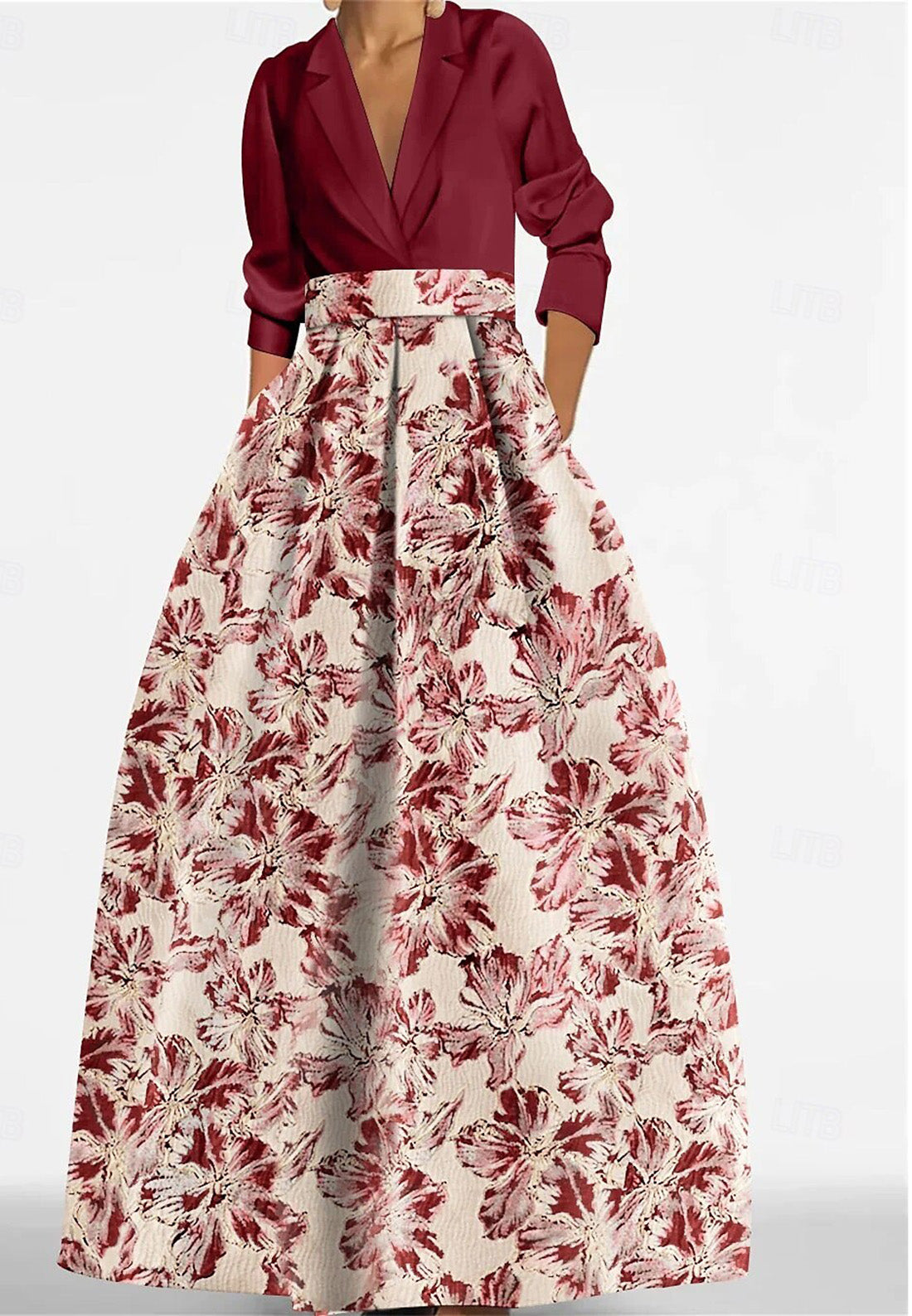 A-Line Evening Gown Elegant Dress Formal Floor Length Long Sleeve