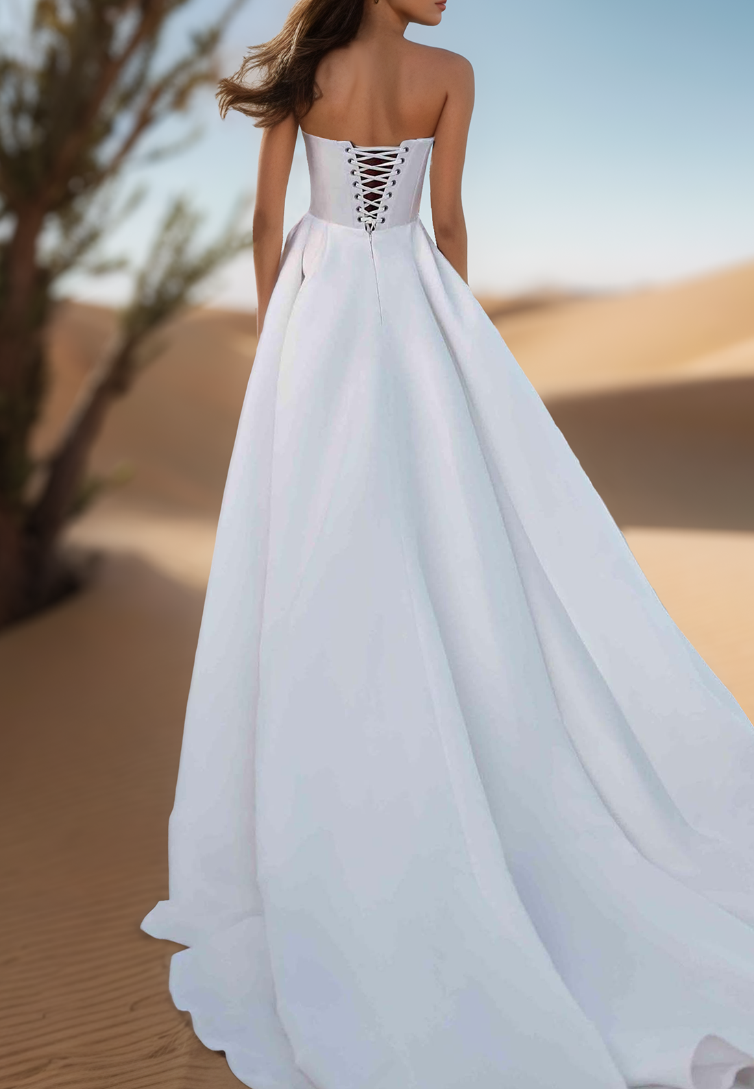 A-Line Semi-Sweetheart Sleeveless Pleated A-Line Satin Wedding Dress