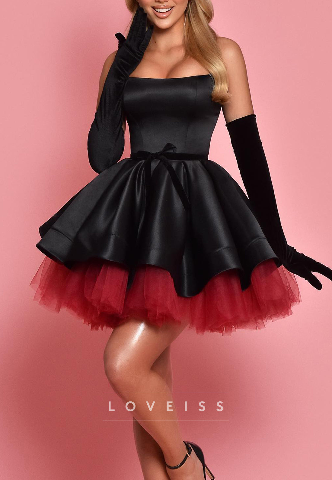 Straight Across Sleeveless Pleated Tulle A-Line Short Homecoming Dress