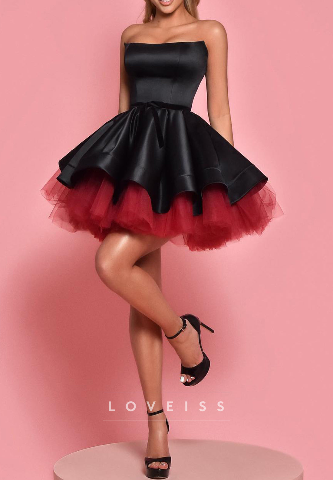 Straight Across Sleeveless Pleated Tulle A-Line Short Homecoming Dress