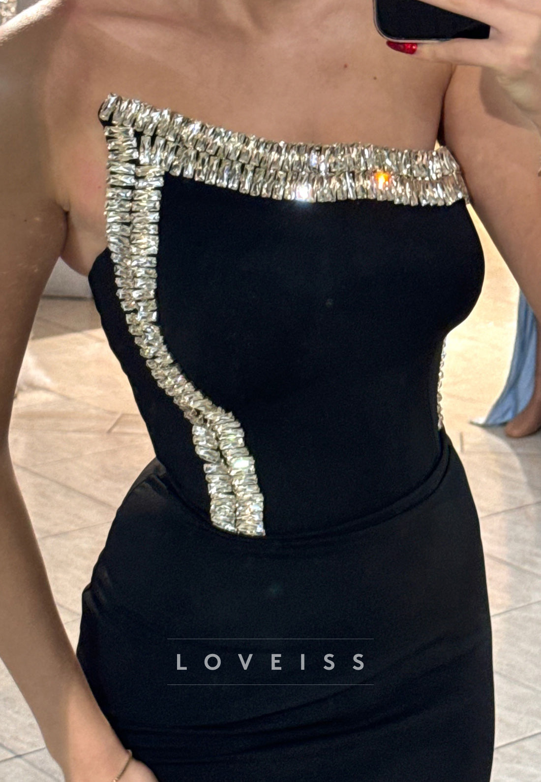 Asymmetrical Sleeveless Beaded Mermaid Evening Dress