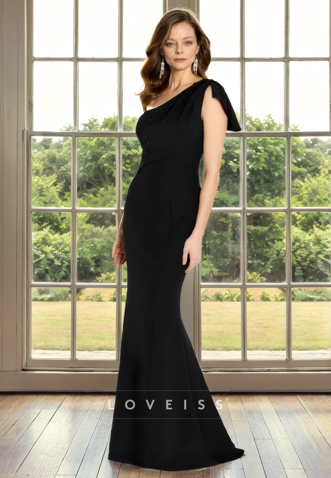 Asymmetrical Sleeveless Mermaid Mother of Bride Dress